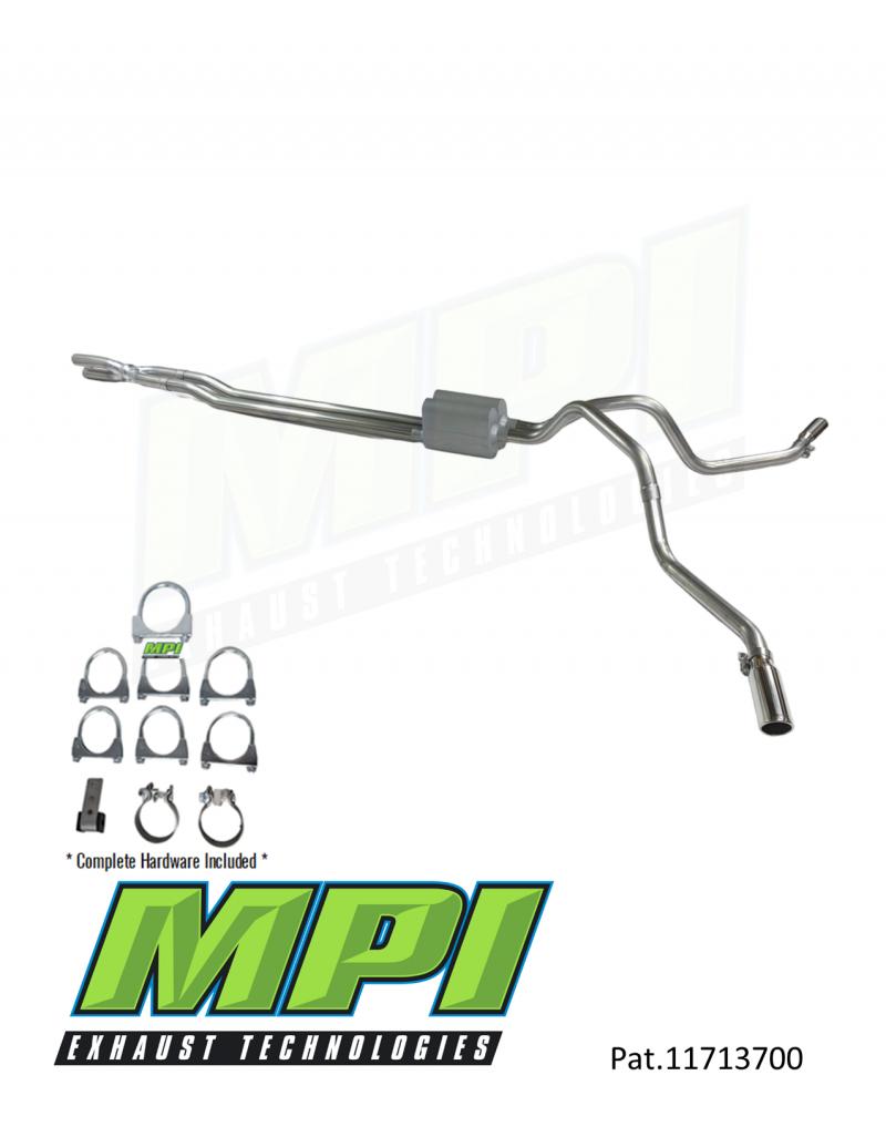 MPI Exhaust Technologies Clamp-on Kit w/Mufflers & Polished Bright Chrome Tips Ford - F351-BTTBCM-C